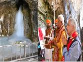 अमरनाथ यात्रा से पहले बाबा बर्फानी की प्रथम पूजा हुई:उपराज्यपाल सिन्हा ने दर्शन किए