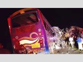 Accident News : बस-ट्रक और कार की जोरदार टक्कर, 63 लोगों की मौत